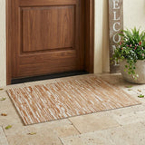 3' X 5' Orange And Beige Striped Washable Indoor Outdoor Area Rug
