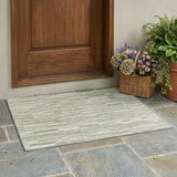 3' X 5' Sage And Green Striped Washable Indoor Outdoor Area Rug