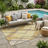 5' X 8' Wheat And Gold Geometric Washable Indoor Outdoor Area Rug