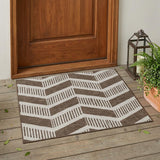 3' X 5' Coffee And Brown Geometric Washable Indoor Outdoor Area Rug