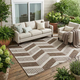 5' X 8' Coffee And Brown Geometric Washable Indoor Outdoor Area Rug