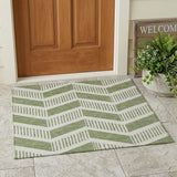 3' X 5' Fern Green And Green Geometric Washable Indoor Outdoor Area Rug
