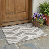 3' X 5' Ivory And Linen Geometric Washable Indoor Outdoor Area Rug