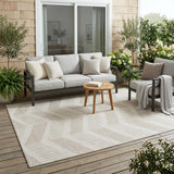 5' X 8' Ivory And Linen Geometric Washable Indoor Outdoor Area Rug