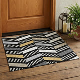 3' X 5' Black And Graphite Geometric Washable Indoor Outdoor Area Rug