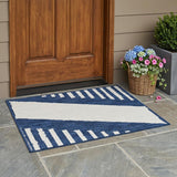 3' X 5' Navy Blue And Blue Geometric Washable Indoor Outdoor Area Rug