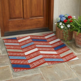 3' X 5' Red And Ivory Geometric Washable Indoor Outdoor Area Rug