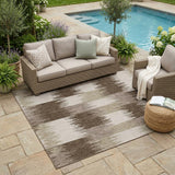 5' X 8' Chocolate And Brown Geometric Washable Indoor Outdoor Area Rug