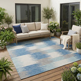 5' X 8' Denim Blue And Blue Geometric Washable Indoor Outdoor Area Rug