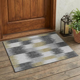 3' X 5' Gray And Silver Geometric Washable Indoor Outdoor Area Rug