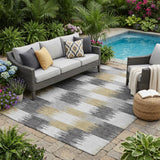 5' X 8' Gray And Silver Geometric Washable Indoor Outdoor Area Rug