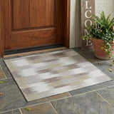3' X 5' Ivory And Silver Geometric Washable Indoor Outdoor Area Rug