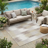 5' X 8' Ivory And Silver Geometric Washable Indoor Outdoor Area Rug