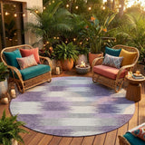 8' Lilac And Purple Round Geometric Washable Indoor Outdoor Area Rug