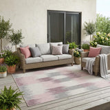 5' X 8' Pink And Linen Geometric Washable Indoor Outdoor Area Rug