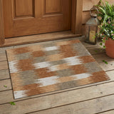 3' X 5' Orange And Brown Geometric Washable Indoor Outdoor Area Rug