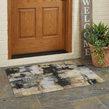 3' X 5' Black And Graphite Abstract Washable Indoor Outdoor Area Rug