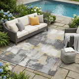 5' X 8' Gray And Silver Abstract Washable Indoor Outdoor Area Rug