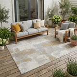 5' X 8' Ivory And Silver Abstract Washable Indoor Outdoor Area Rug