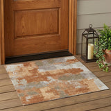 3' X 5' Orange And Brown Abstract Washable Indoor Outdoor Area Rug