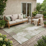 5' X 8' Sage And Green Abstract Washable Indoor Outdoor Area Rug