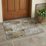 3' X 5' Chocolate And Brown Botanical Leaves Washable Indoor Outdoor Area Rug