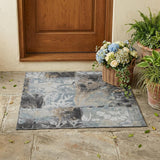 3' X 5' Gray And Silver Botanical Leaves Washable Indoor Outdoor Area Rug