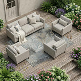 8' X 10' Gray And Silver Botanical Leaves Washable Indoor Outdoor Area Rug