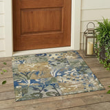 3' X 5' Olive Green And Green Botanical Leaves Washable Indoor Outdoor Area Rug