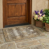 3' X 5' Brown And Beige Oriental Washable Indoor Outdoor Area Rug