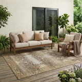 5' X 8' Brown And Beige Oriental Washable Indoor Outdoor Area Rug