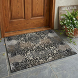 3' X 5' Graphite And Gray Oriental Washable Indoor Outdoor Area Rug