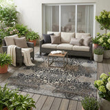 5' X 8' Graphite And Gray Oriental Washable Indoor Outdoor Area Rug