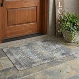 3' X 5' Gray And Silver Oriental Washable Indoor Outdoor Area Rug