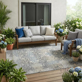 5' X 8' Gray And Silver Oriental Washable Indoor Outdoor Area Rug