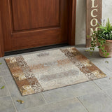 3' X 5' Rust And Orange Oriental Washable Indoor Outdoor Area Rug