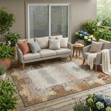 5' X 8' Rust And Orange Oriental Washable Indoor Outdoor Area Rug