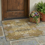 3' X 5' Walnut And Gold Oriental Washable Indoor Outdoor Area Rug