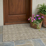 3' X 5' Beige And Brown Oriental Washable Indoor Outdoor Area Rug