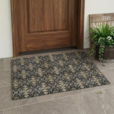 3' X 5' Black And Graphite Oriental Washable Indoor Outdoor Area Rug