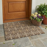 3' X 5' Chocolate And Brown Oriental Washable Indoor Outdoor Area Rug