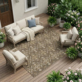 8' X 10' Chocolate And Brown Oriental Washable Indoor Outdoor Area Rug