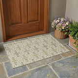 3' X 5' Cream And Ivory Oriental Washable Indoor Outdoor Area Rug