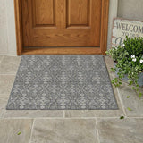 3' X 5' Gray And Graphite Oriental Washable Indoor Outdoor Area Rug