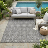 5' X 8' Gray And Graphite Oriental Washable Indoor Outdoor Area Rug