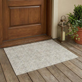 3' X 5' Ivory And Silver Oriental Washable Indoor Outdoor Area Rug