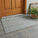 3' X 5' Sky Blue And Blue Oriental Washable Indoor Outdoor Area Rug