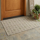 3' X 5' Beige And Brown Striped Washable Indoor Outdoor Area Rug