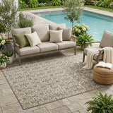 5' X 8' Beige And Brown Striped Washable Indoor Outdoor Area Rug
