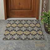 3' X 5' Black And Graphite Striped Washable Indoor Outdoor Area Rug